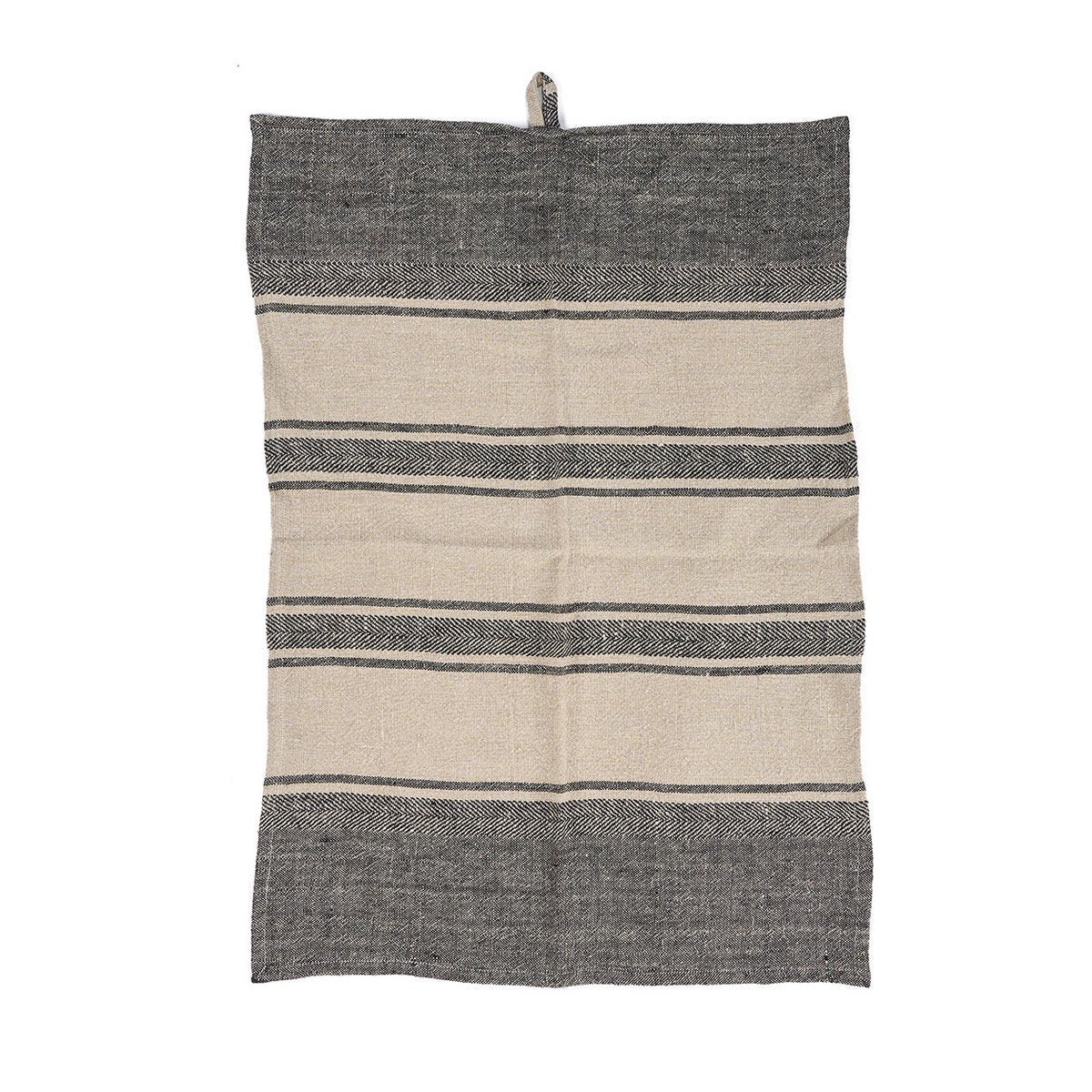 The Linen Dash Kitchen Towel - Natural Black - 50x70