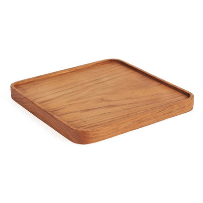 Teak Plate - Square Natural Wood Plate for Snacks - Small