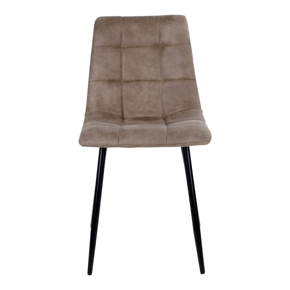 Microfiber Dining Chair - Brown, Modern Set of 2 with Metal Legs