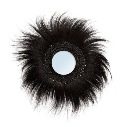 Black Simba Wall Mirror - Natural Grass Decor, Medium Size