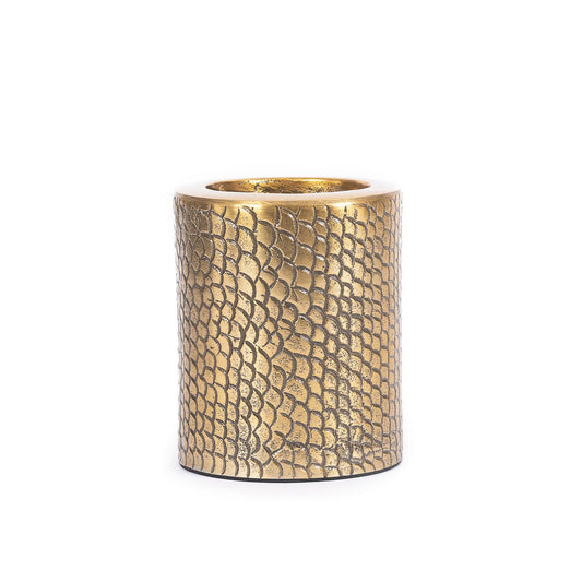 Brass Tea Light Candle Holder – Crocodile Texture, Large