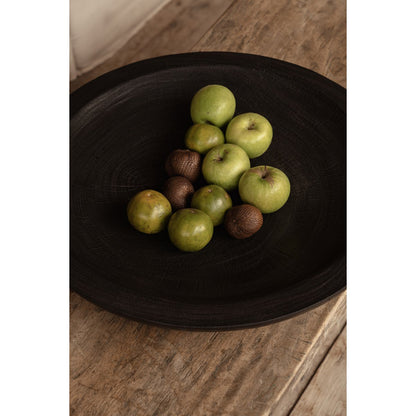 Wooden Bowl Plate - Extra Large Black Decorative Centerpiece Bowl