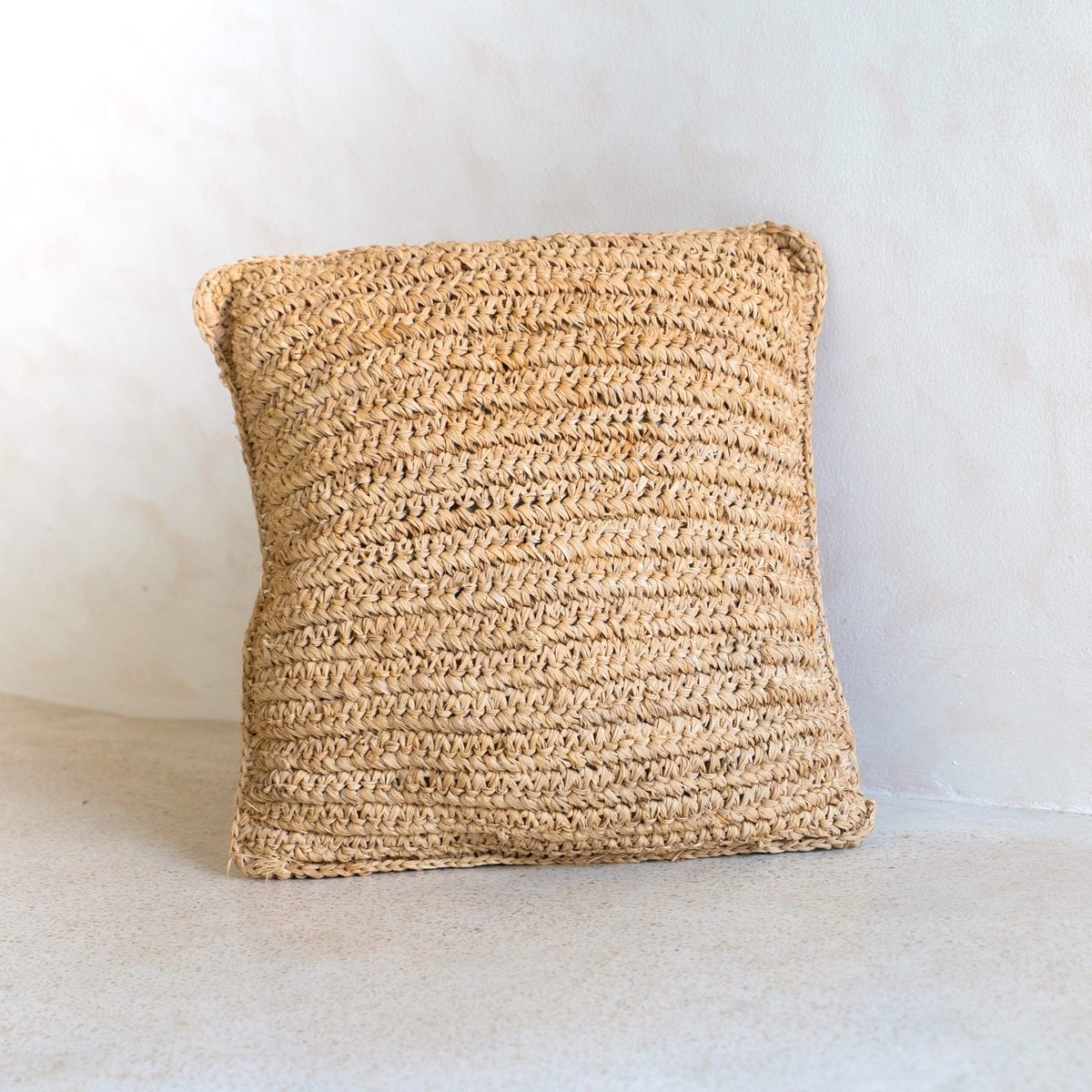 Raffia Cushion - Boho Pillow - Natural Home Decor