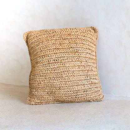 Raffia Cushion - Boho Pillow - Natural Home Decor