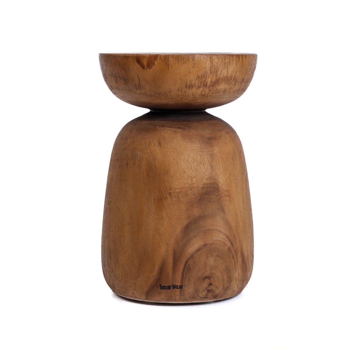 Suar Wood Stool - Natural Round Accent Stool or Side Table