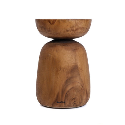 Suar Wood Stool - Natural Round Accent Stool or Side Table