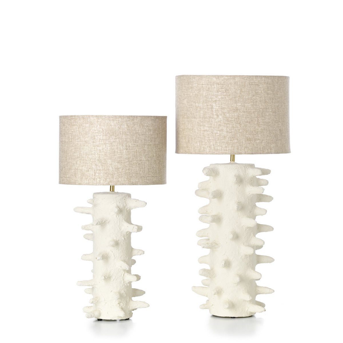 Papier-Mâché Table Lamp – White Spiked Accent Lighting, Medium