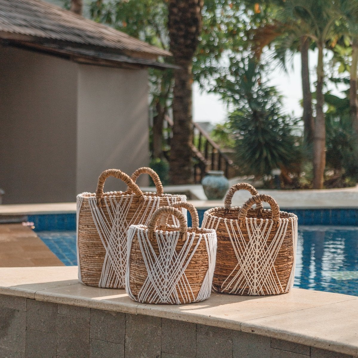 Banana Fibre Storage Basket – Handwoven Laundry & Plant Organizer – Natural