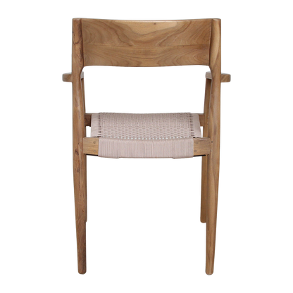 Chaise de jardin Freya avec repose-bras naturel - Teakhout foncé