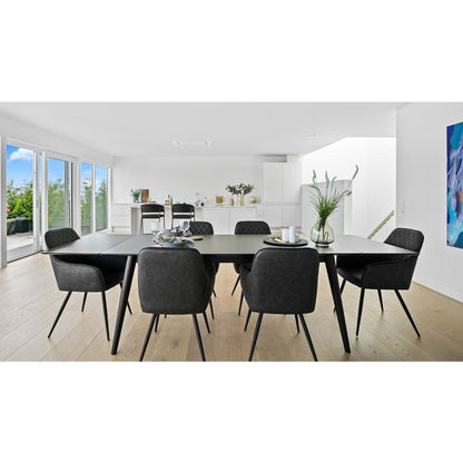Grey PU Leather Dining Chairs - Modern Steel Frame - Set of 2