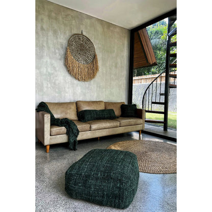 Cotton Pouffe Handmade Forest Green Versatile Seating Ottoman