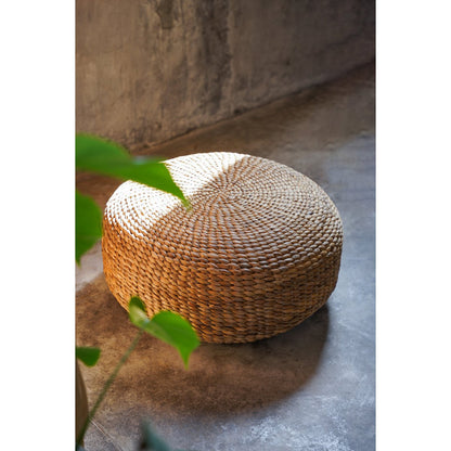Natural Hyacinth Pouffe Ottoman - Medium Size