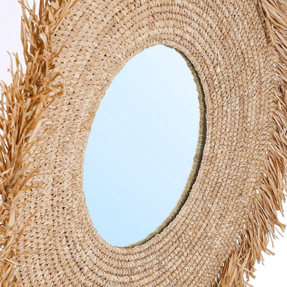 Raffia Wall Mirror - Large Natural Fiber Decorative Mirror