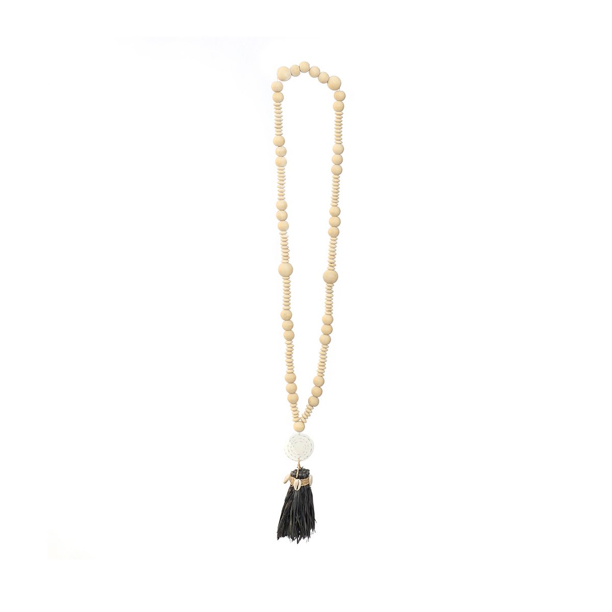 Shell and Wood Necklace - Lovina Natural Black