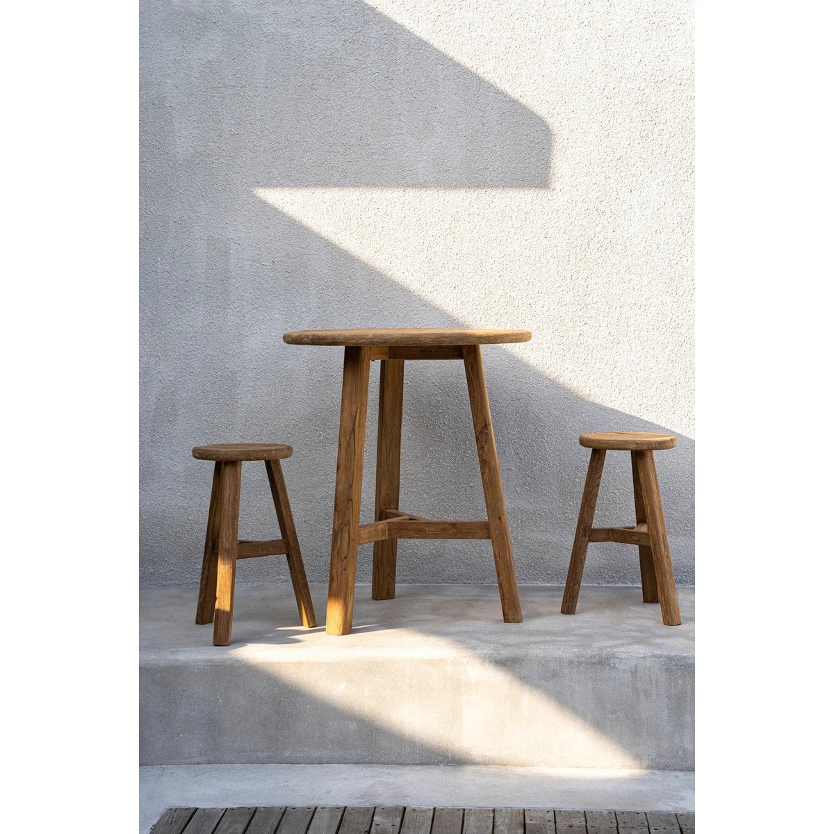 Reclaimed Teak Outdoor Bar Table – Sustainable High Dining Table