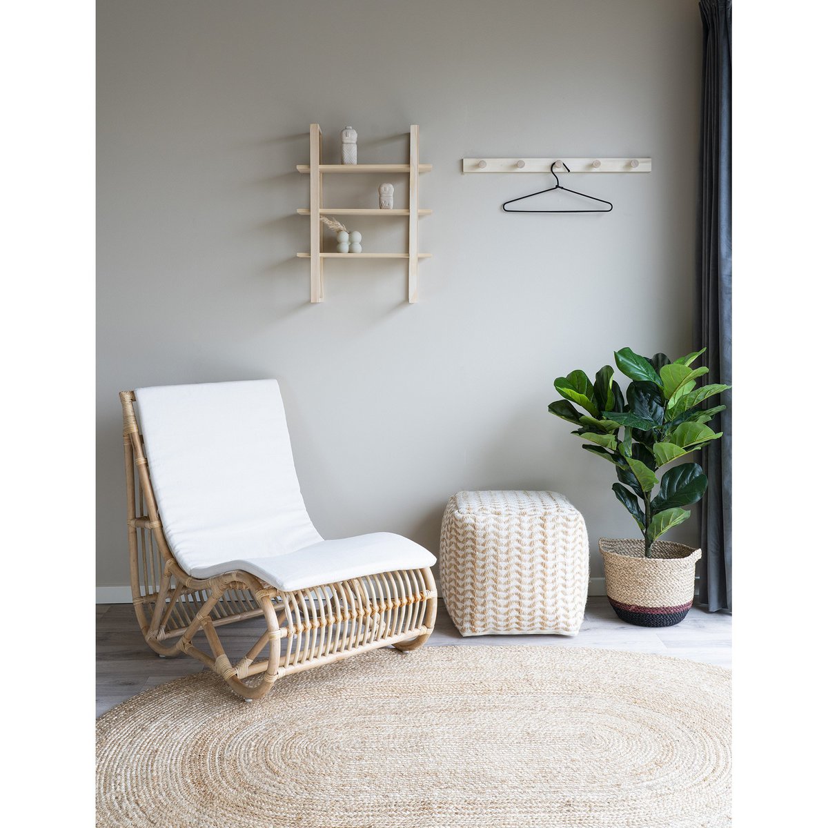 Jute Area Rug - Handwoven Bohemian Rug, Natural - 140x200 cm