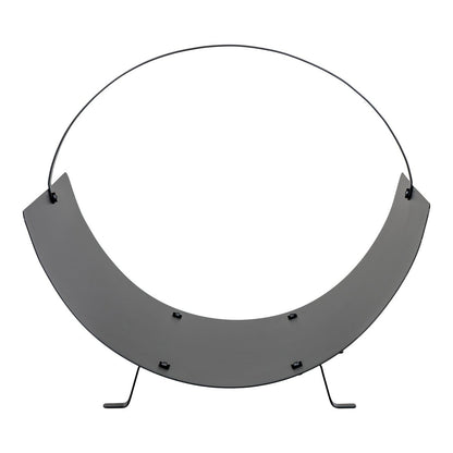 Black Steel Log Holder - Modern Fireside Firewood Rack, 40x35 cm