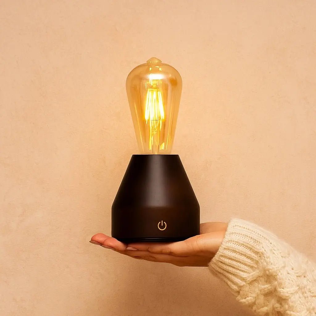 Zavi Dark Brown Rechargeable Table Lamp | LED, Cordless & 80-Hour Battery Life