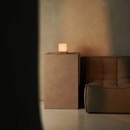 Zano Light Brown Wireless Lamp with Battery | Linen Blend, LED & Three Light Modes