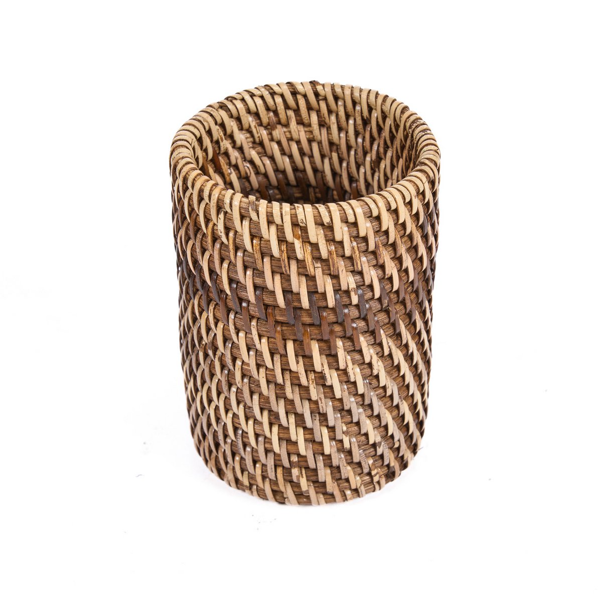 Rattan Tooth Brush Holder - Natural Brown Colonial Style