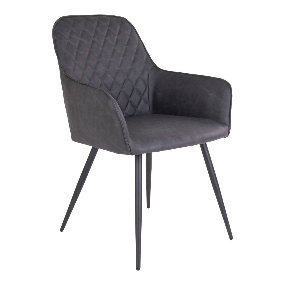 Grey PU Leather Dining Chairs - Modern Steel Frame - Set of 2