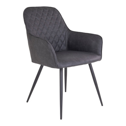 Grey PU Leather Dining Chairs - Modern Steel Frame - Set of 2