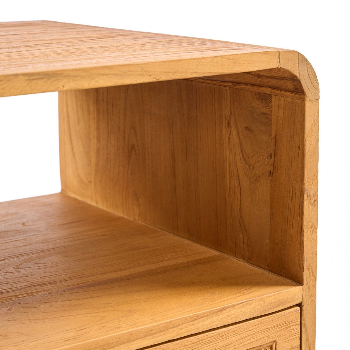 Rattan Nightstand - Teak Bedside Table - Natural Finish