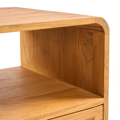 Rattan Nightstand - Teak Bedside Table - Natural Finish