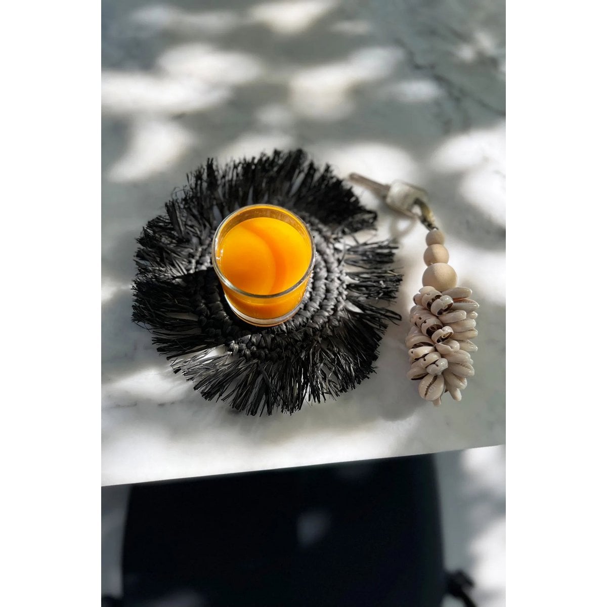 Posavasos con Flecos de Rafia - Negro
