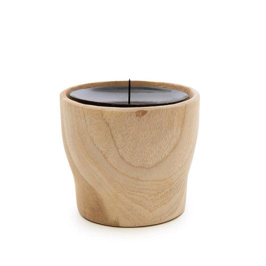 Κερί Tea Light από ξύλο τικ – Μαύρη ακίδα κεριού