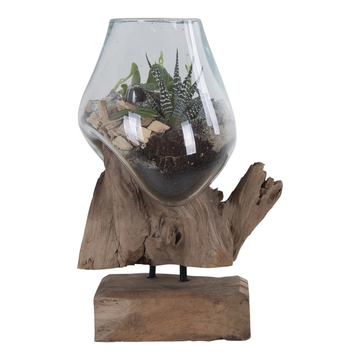 San Marino Waterdrop - Natural, Teakwood/Glass/Steel, 18x15x25 cm