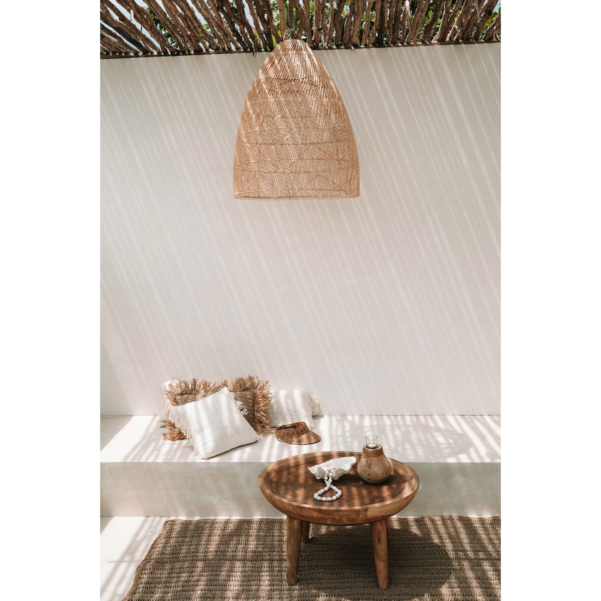 Rattan Pendant Light - Natural Twister, Medium Size
