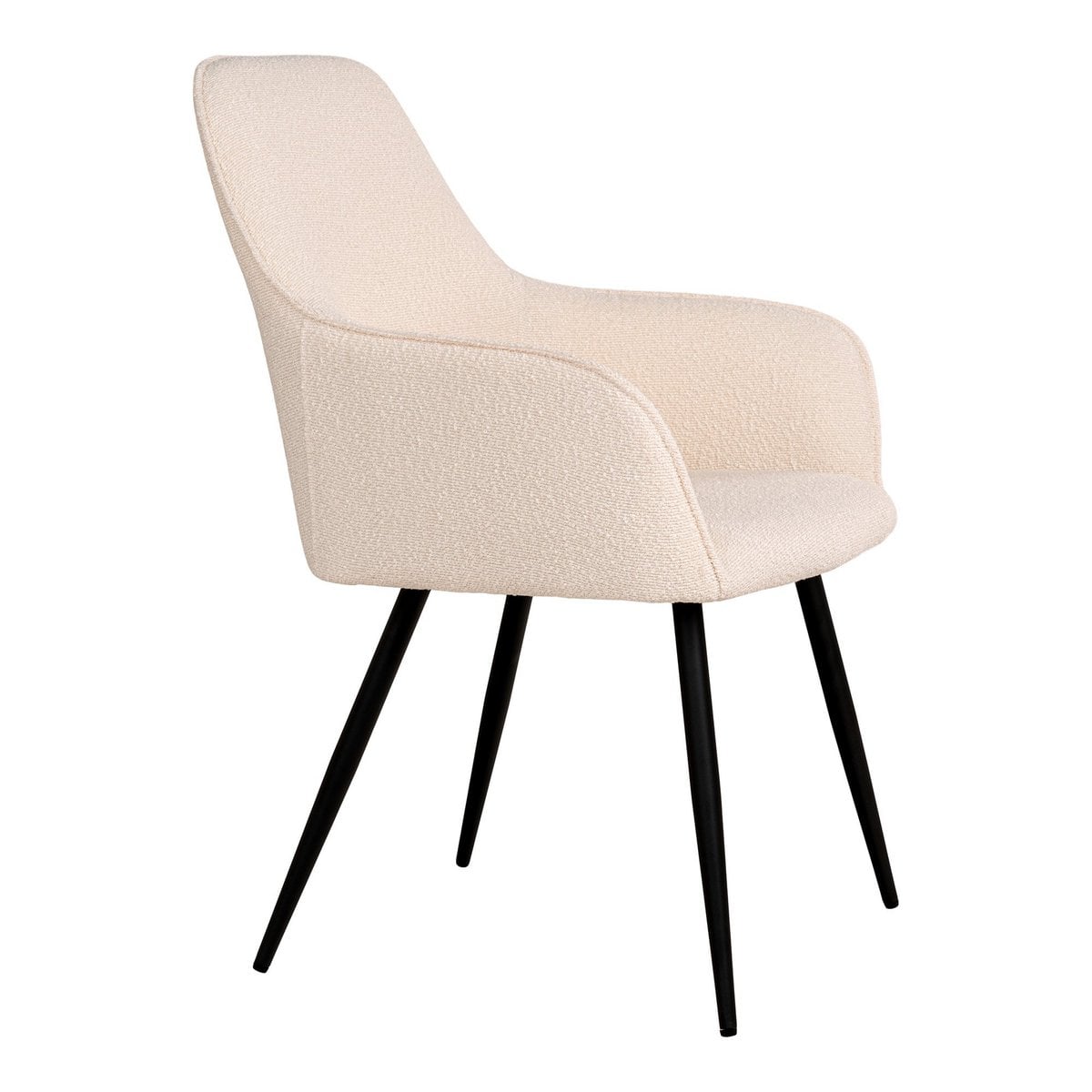 Harbo Dining Chair - Blanc Bouclé, Pieds Noirs - Ensemble de 2
