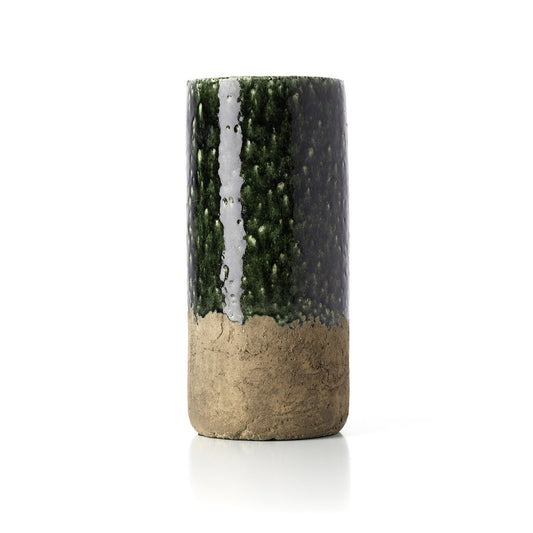 Concrete Cylinder Vase - Large Moss Green Stoneware Display
