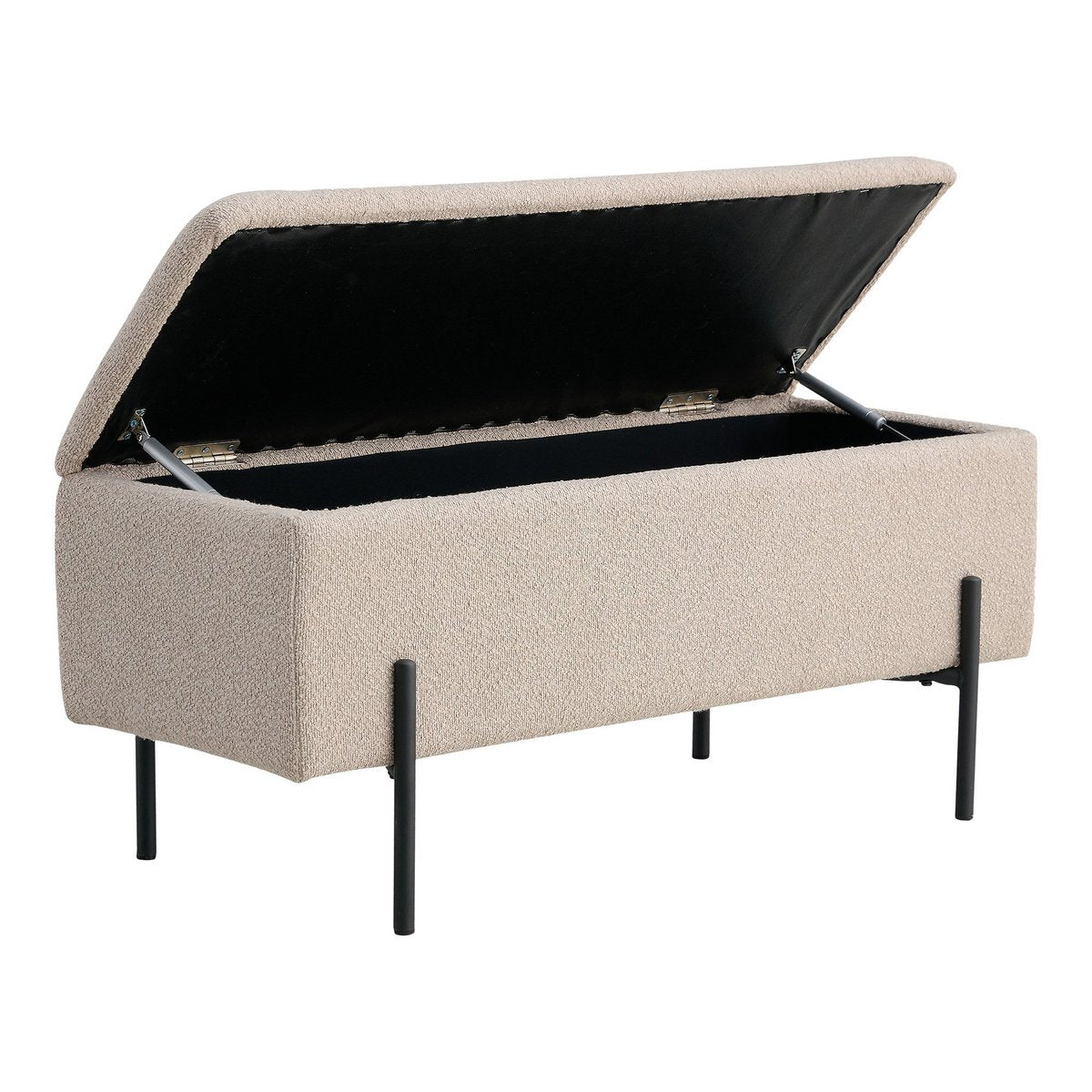 Watford Bench - Beige, Bouclé, with storage 95x36.5x43cm