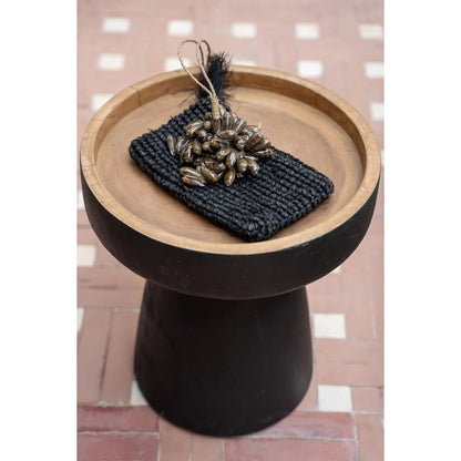 Suar Wood Side Table - Black Natural Rayu Design