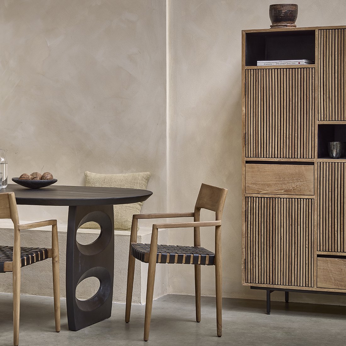 Teak Bookcase Cabinet - Recycled Wood, 90x45x172 cm