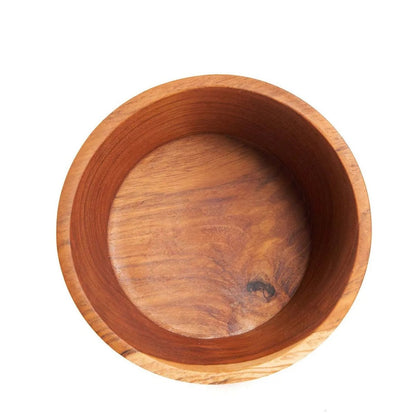 Teak Snack Bowl - Natural Wood Popcorn Bowl for Movie Nights