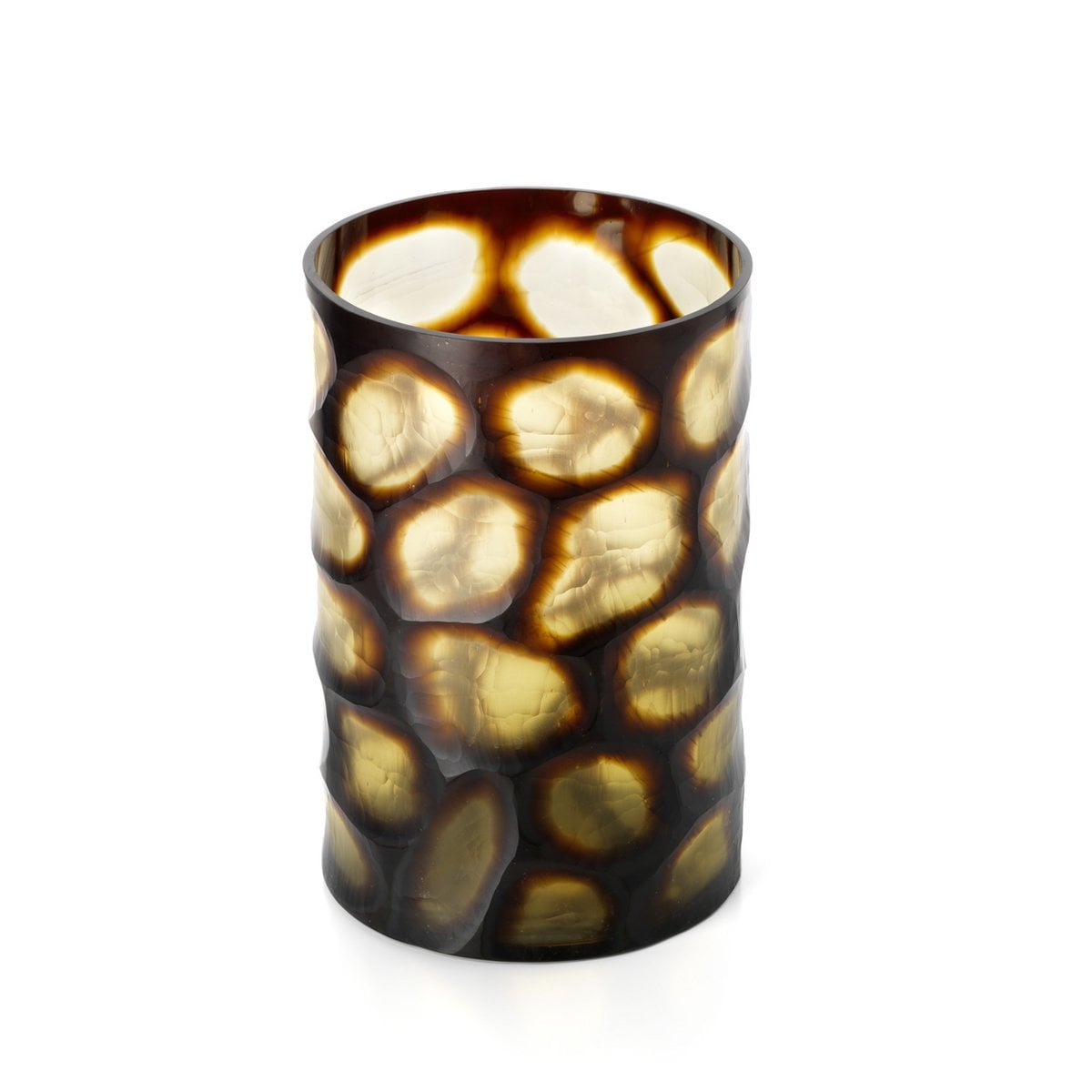Honey Glass Vase - Large Decorative Vase for Flowers - Golden Decor XL
