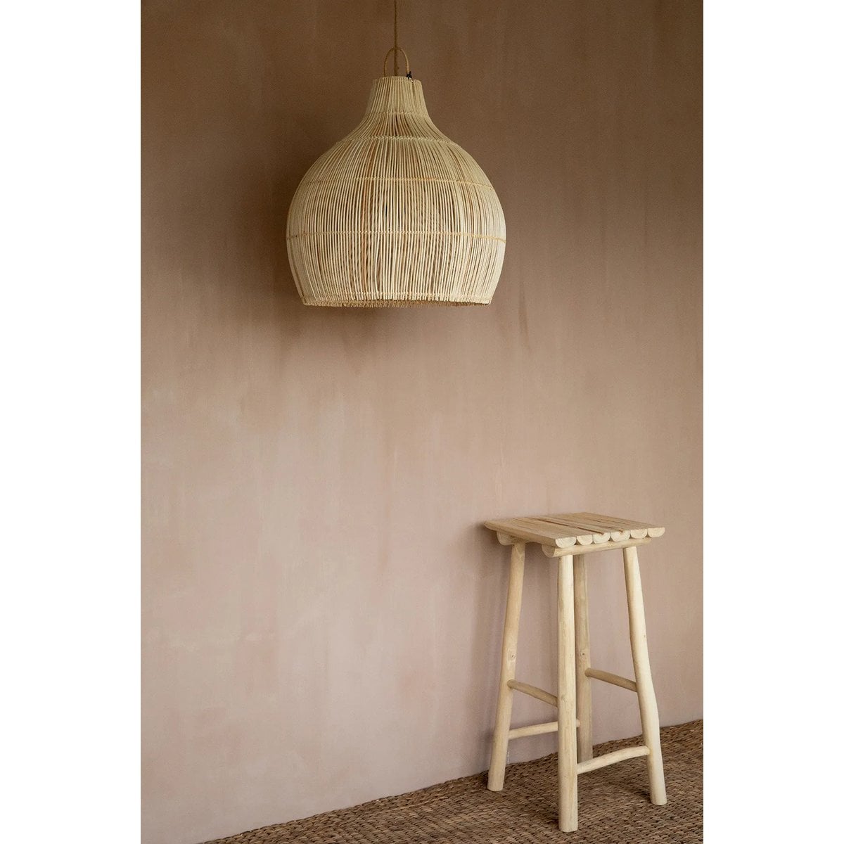 Rattan Pendant Light - Natural Woven Lobster Trap - Large