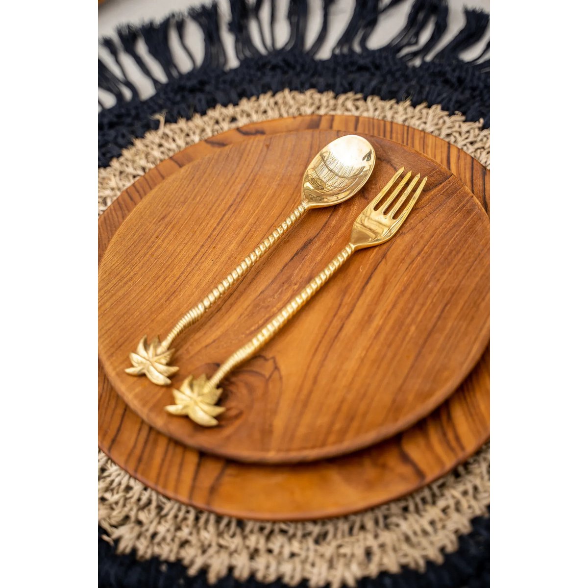 Brass Table Spoon - Gold Palm Tree Design