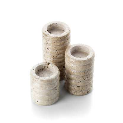 El portavela de travertino Ripple - Beige - Pequeño
