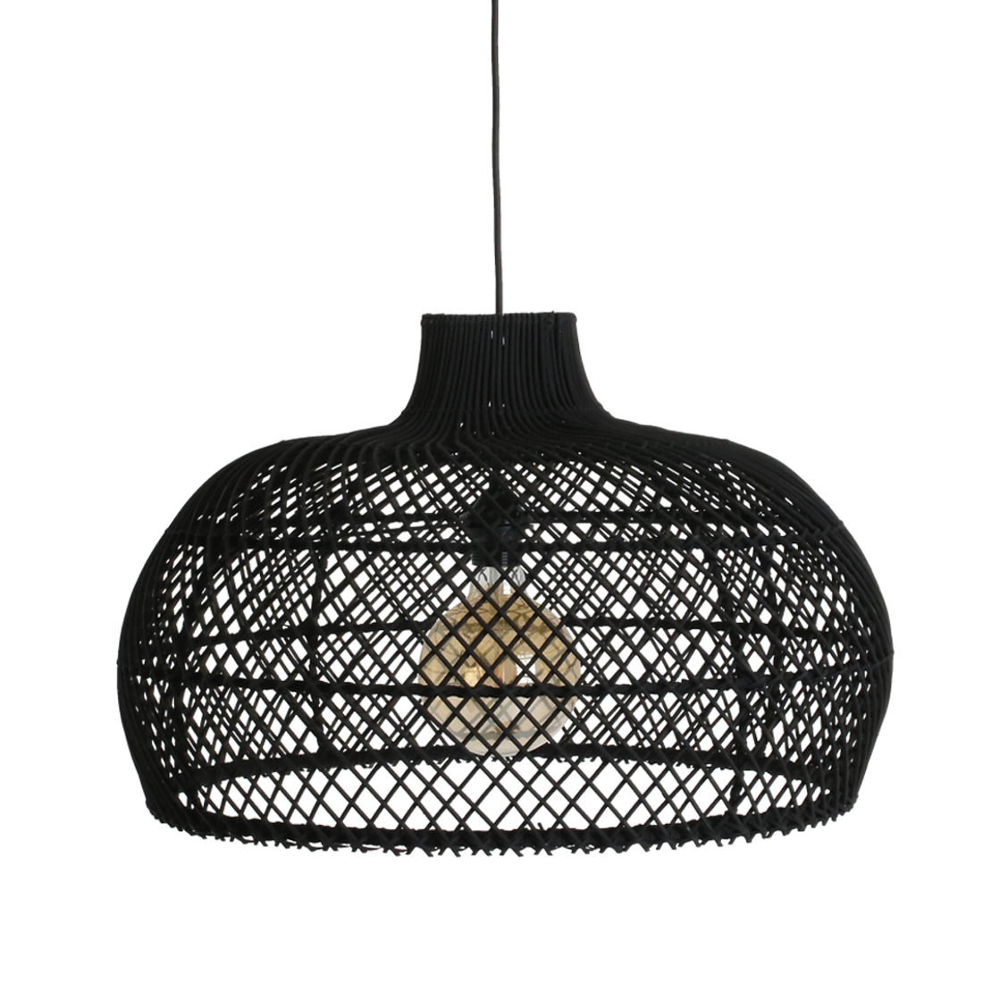 Rattan Pendant Light - Large Black Maze Hanging Lamp