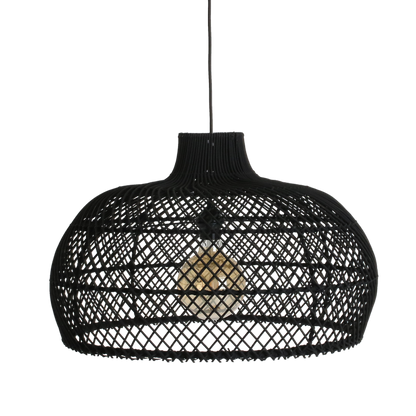 Rattan Pendant Light - Large Black Maze Hanging Lamp