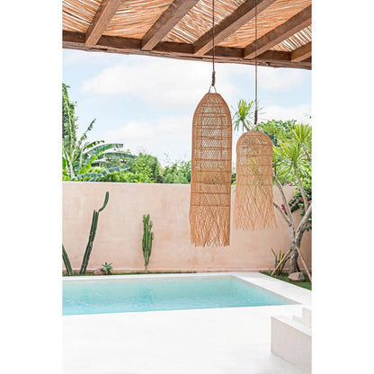Rattan Pendant Light - The Squid - Natural Woven Hanging Lamp, Medium
