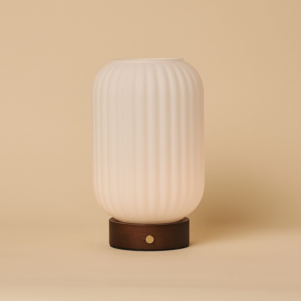 Rechargeable Table Lamp - Dark Brown Wood, Dimmable, 100-Hour Battery