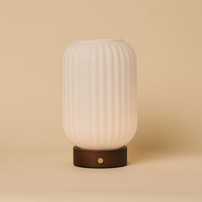 Rechargeable Table Lamp - Dark Brown Wood, Dimmable, 100-Hour Battery