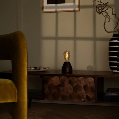 Zavi Dark Brown Rechargeable Table Lamp | LED, Cordless & 80-Hour Battery Life