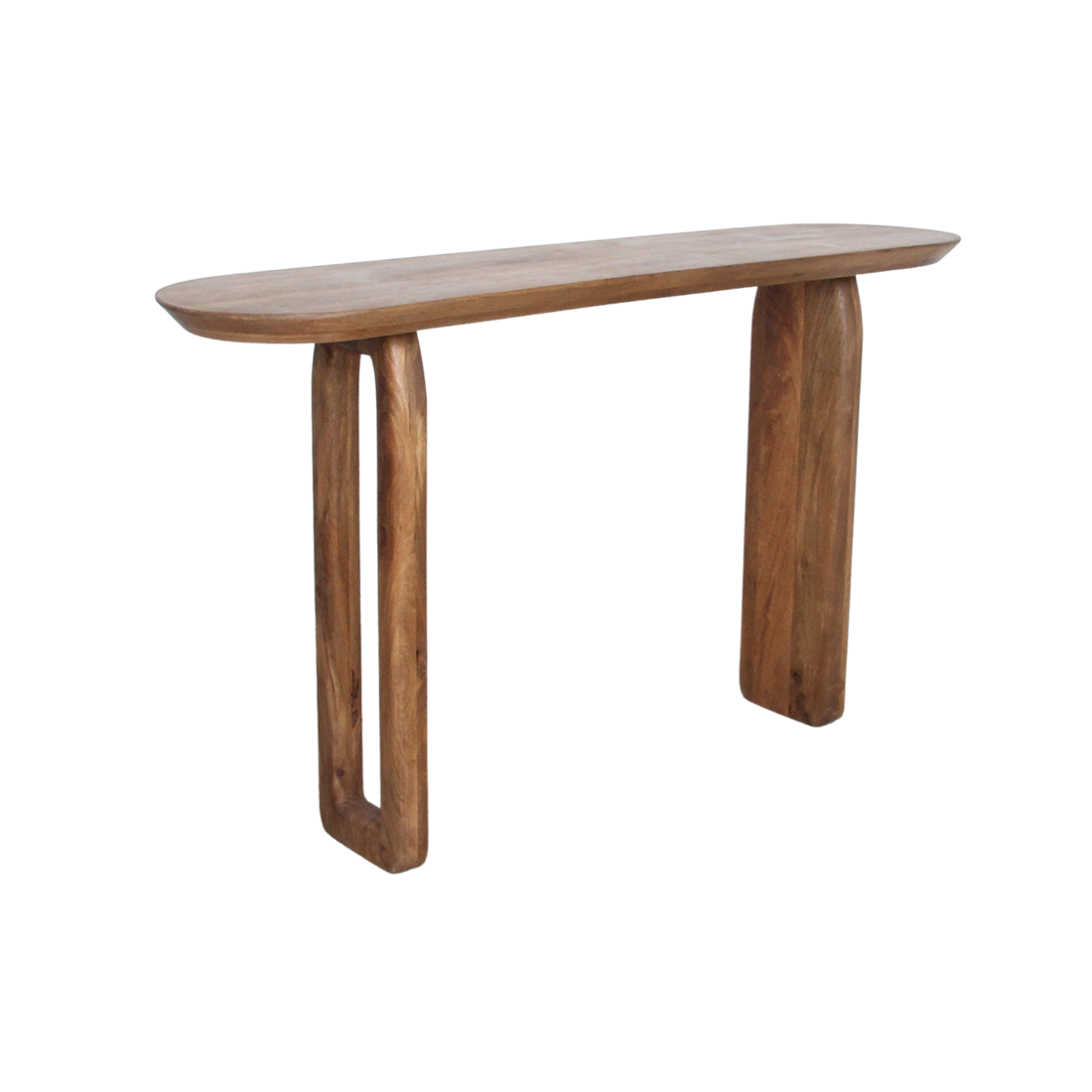 Mango Wood Console Table - Brown Bullnose Entryway Table