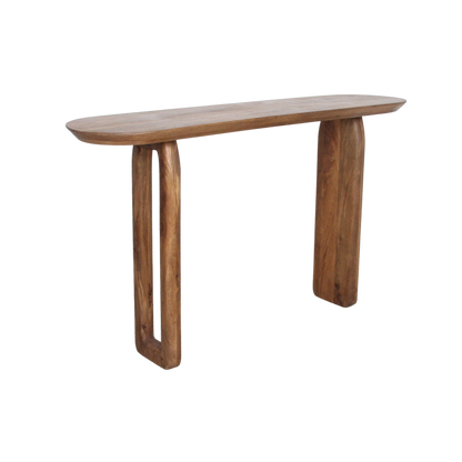 Mango Wood Console Table - Brown Bullnose Entryway Table